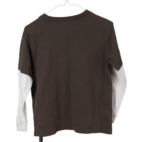 2/$15 Old Navy Boys Layered T Shirt Brown XS Logo Est 1994 Long Sleeve Crew Neck - Picture 3 of 6